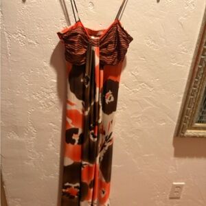 Chamilia Vibrant Red and Brown Maxi Dress